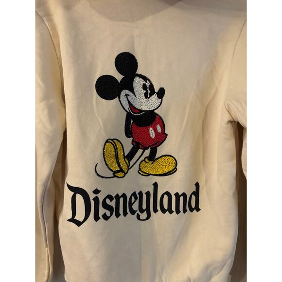 Rhinestone Mickey Mouse Disneyland Park Zip Up Hoodie Beige S Sweatshirt NWOT - Picture 7 of 7